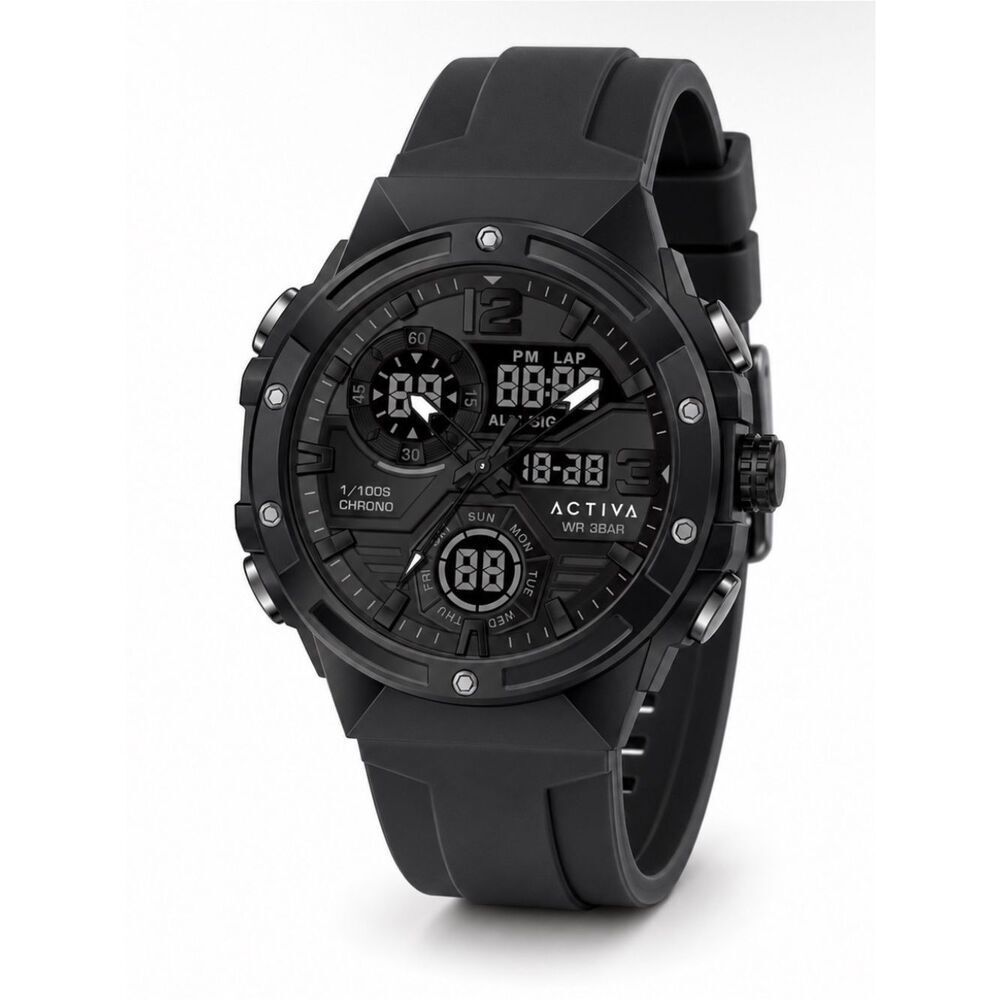 Activa Men's Black Sport Digital-Analog Watch
